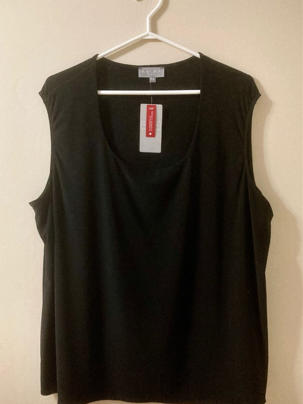 LAURA BLACK CLASSIC RELAXED FIT TANK TOP, 3X, WITH TAGS